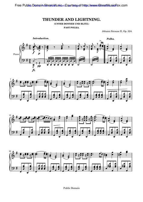 Free Sheet Music For Thunder And Lightning Op324 Strauss Jr Johann