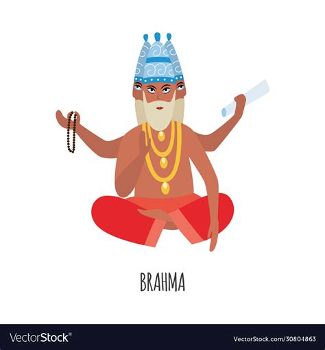 Cartoon Brahma Creation God From Hinduism Vector Image