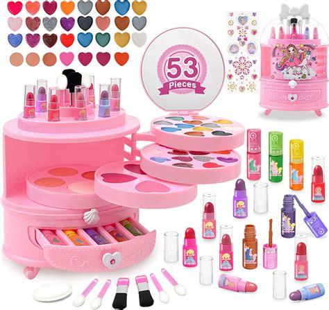 Balnore Kids Makeup Sets For Girls 53pcs Real Washable Make Up Set For