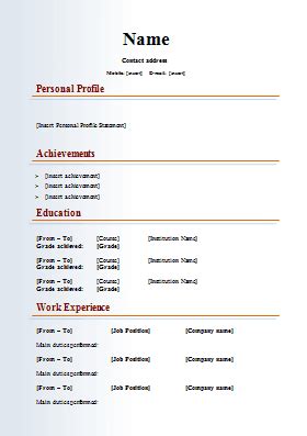 Find all types of job positions or industries in our collection. cv word document sample