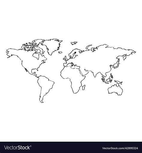 Hand Drawn World Map High Quality Royalty Free Vector Image