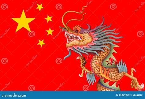 Dragón En Fondo De La Bandera De China Stock De Ilustración