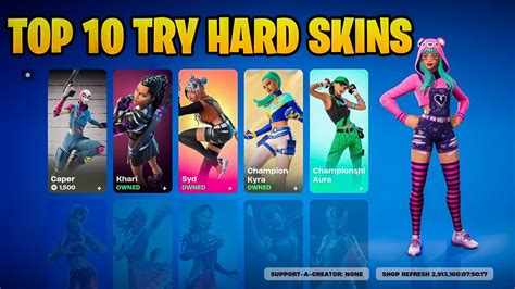 Fortnite Top 10 Most Try Hard Skins Ever Released Youtube