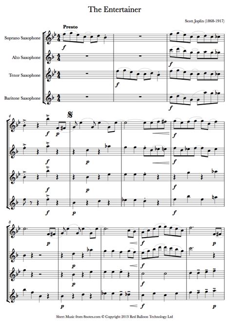Radio urantia la luz de la revelación. Scott Joplin - The Entertainer sheet music for Saxophone ...