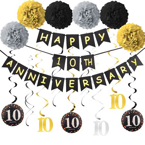 Yoaokiy 10 Year Anniversary Decorations Supplies Kit Happy 10th