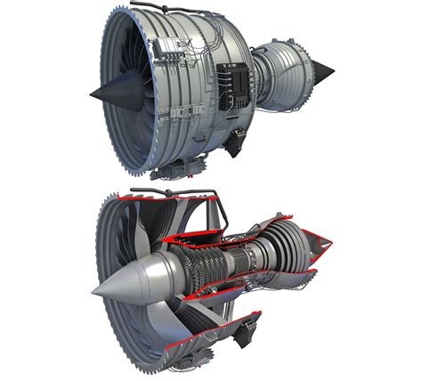 Complete And Sectioned Turbofan Engines 3d Model
