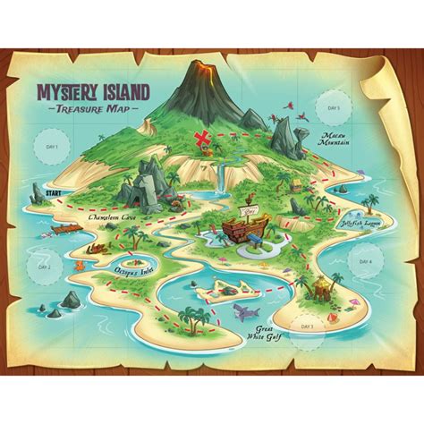 Treasure Maps Pack Of 10 With Stickers Kjv Mystery Island Vbs 2020
