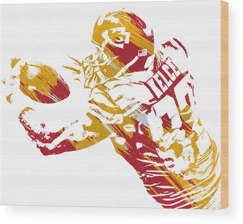 Travis Kelce Kansas City Chiefs Watercolor Strokes Pixel Art 1 Wood