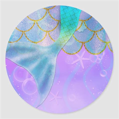 Iridescent Pearl Shimmer Mermaid Birthday Party Classic Round Sticker