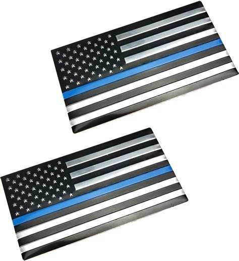 2pcs Thin Blue Line American Flag 3d Badge Emblems Magnet