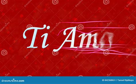 i love you text in italian ti amo turns to dust from right on red background stock illustration