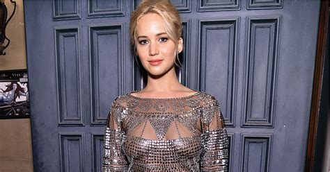 Jennifer Lawrence Wearing Sheer Silver Top Popsugar Fashion