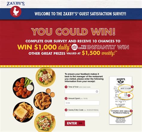 Myzaxbysvisit zaxby customer satisfaction survey survey zaxby's restaurant is for customers who want to tell the company about a recent visit to a restaurant across the united states and share the experience. Myzaxbysvisit.com - Zaxbys Survey to Win $1500 - Feedback ...