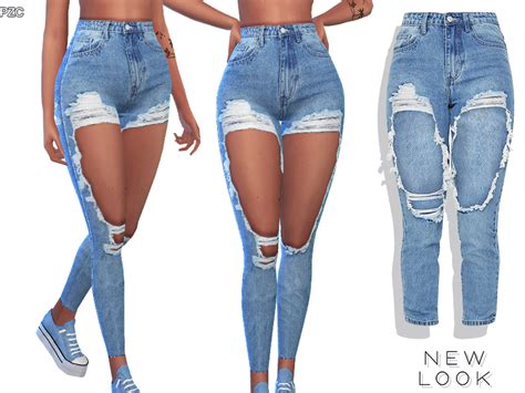 The Sims Resource New Look High Rise Ripped Denim Jeans