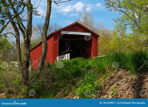 Red Covered Bridge Stock Image Image Of Color Building 146763845