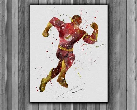 Superhero Flash Poster Watercolor Art Print By Digitalaquamarine Wonder