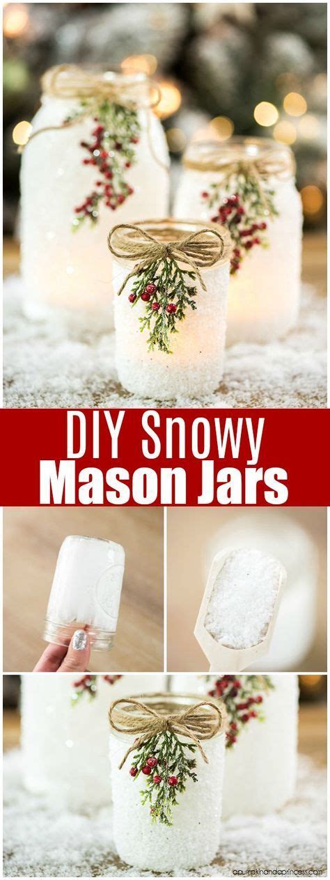 Diy Snowy Mason Jars How To Make Faux Snow Covered Mason Jar