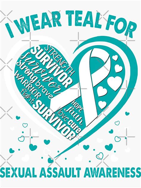 I Wear Teal For Sexual Assault Survivor Heart Ribbon Sticker For Sale