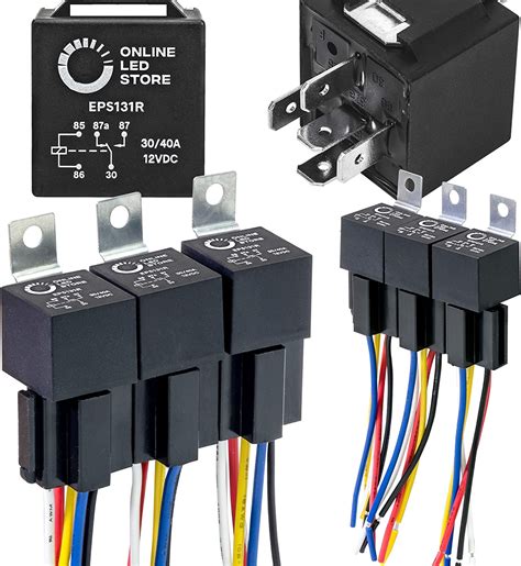 5 Pack 12 Volt 3040 Amp 5 Pin Spdt Automotive Relay With Wires Harness