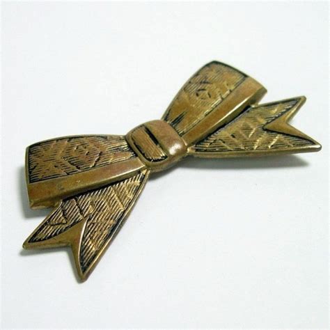 Antique Jewelry Crush Vintage 1940s Brass Bow Pin