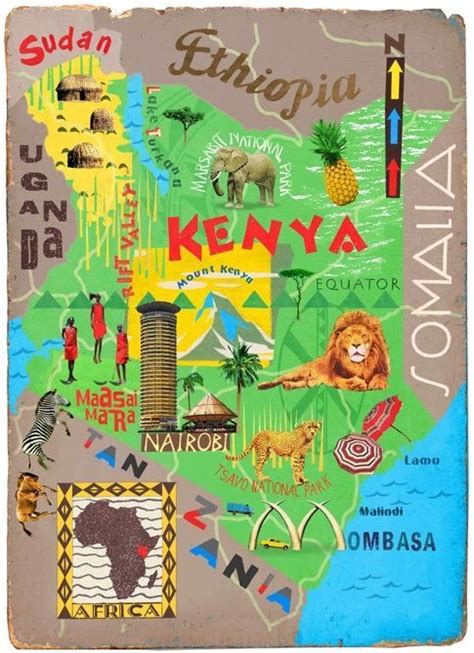Travel Infographic Illustrated Map Of Kenya Kenya Africa East Africa