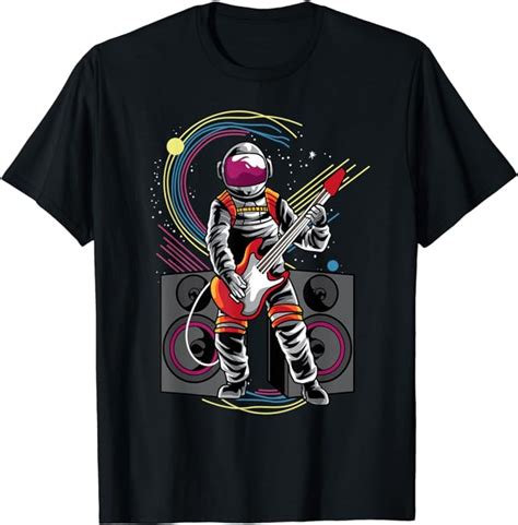 Astronaut Playing Bass Guitar Electric Guitarist Astronomy T Shirt
