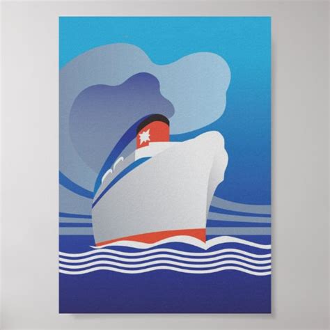 Cruise Ship Art Deco Vintage Poster Uk