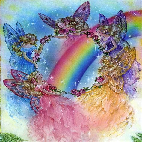 Rainbow Fairies Colorful Circle Rainbow Dance Fairies Hd Wallpaper