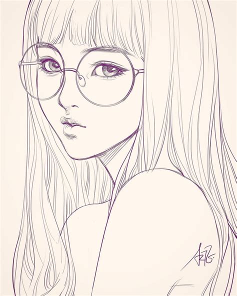 Last Sketch Of Girl With Glasses Having Bad Backache It Hurts