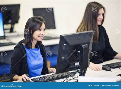 College Students In A Computer Lab Stock Photo Image Of Library