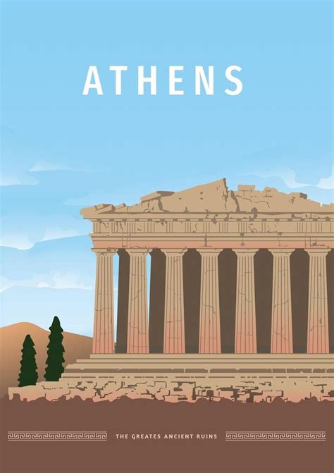 Athens Vintage Poster Athens Print Travel Print Wall Art Image 4 In