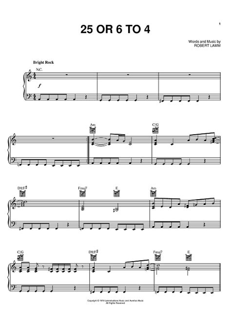 25 Or 6 To 4 Sheet Music By Chicago For Pianovocalchords Sheet