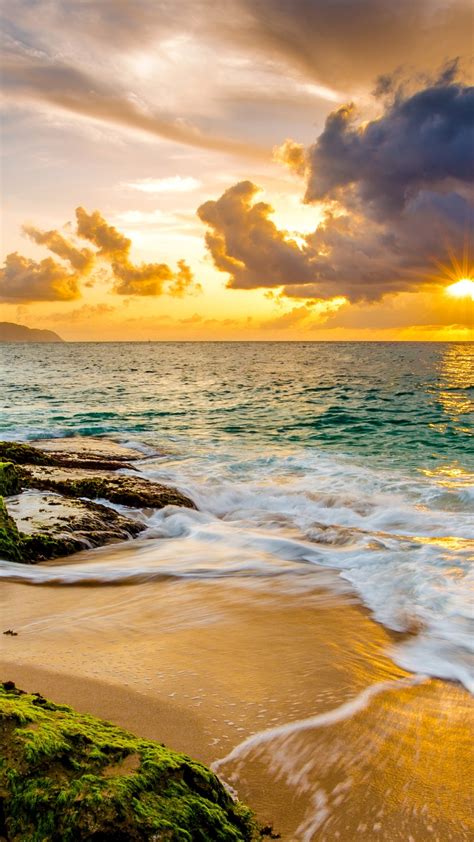 4k Sunset Beach Wallpaper Sunset Over Maui Beach Dawn In Hawaii 4k