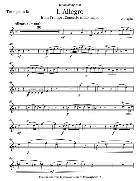 Haydn Trumpet Concerto In Eb Major I Allegro Trumpet Sheet Music