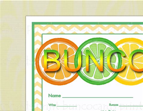 Printable Summertime Citrus Bunco Cards Bunko Scorecards Score | Etsy