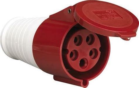 Red 415v 32 Amp 5 Pin Industrial Plug Or Sockets Ip44 3 Phase 3p Ne
