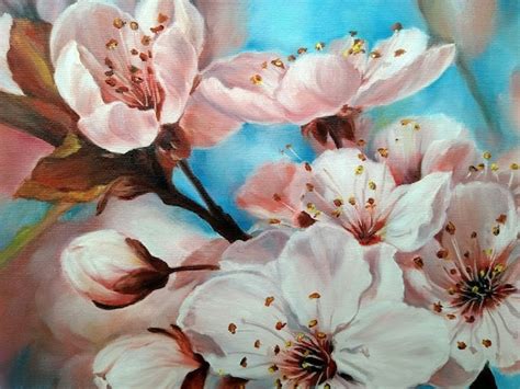 Cherry Blossom Branch Original Oil Painting Realistic Oil Etsy