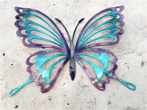 Turquoise And Purple Metal Butterfly Wall Art Butterfly