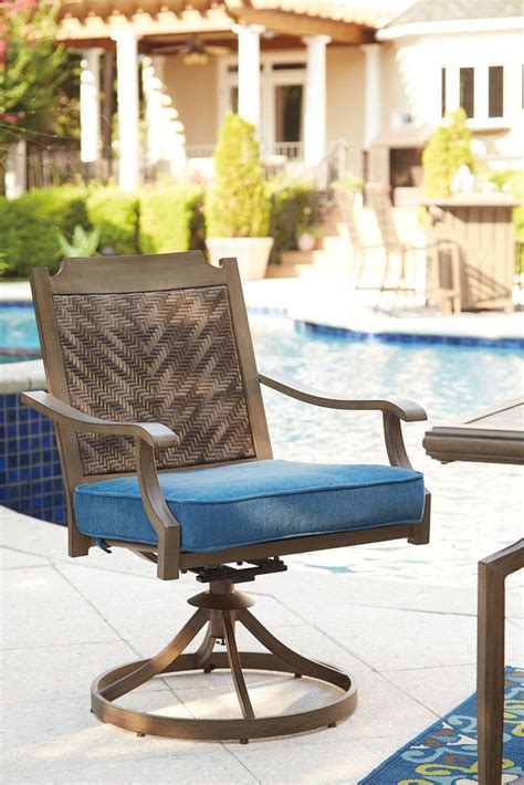 Partanna Bluebeige Swivel Chair With Cushion Set Of 2 Outdoor