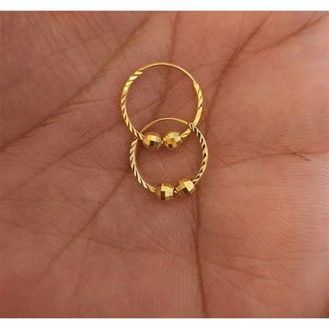 K Saudi Gold Loops With Balls Earrings For Babies Mm Pawnable And