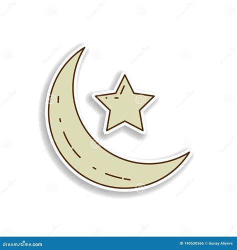 Crescent Moon And Star Sticker Icon Element Of Color Arabic Culture