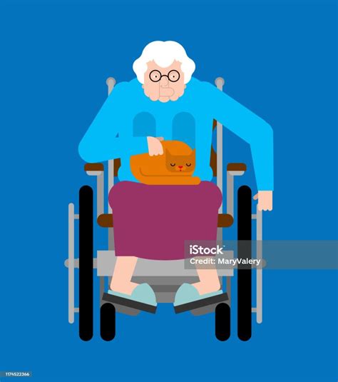 Oma Im Rollstuhl Behinderte Oma Kann Nicht Gehen Stock Vektor Art Und Mehr Bilder Von Alter