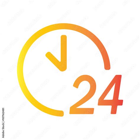 24 Hours A Day Icon Or Sign Isolated On White Background Round The