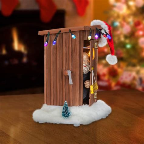 9 Brown Animated Outhouse With Santa Claus Michaels