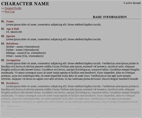 Free Roleplay Character Sheet Templates Forum Roleplay