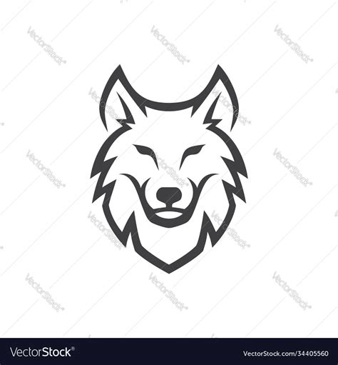 Simple Wolf Head Line Art Royalty Free Vector Image