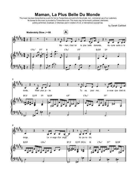 Belle Tu Es Si Belle Partition Piano Pdf - Tunescribers | Maman, La Plus Belle Du Monde | Sheet Music