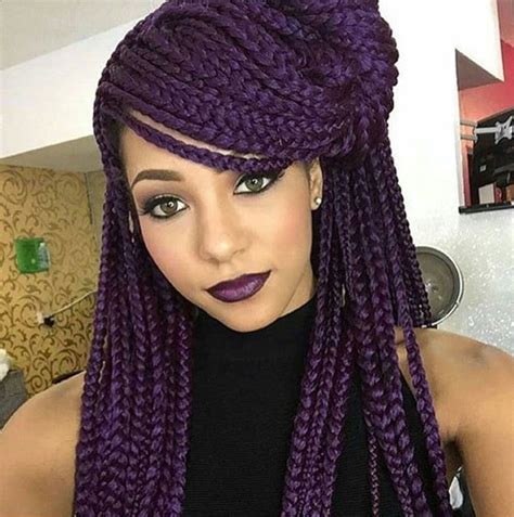 Purple Box Braids Hair Styles Goddess Braids Hairstyles Purple Box