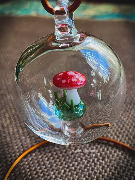 Mushroom Realm Ornament Hand Blown Glass