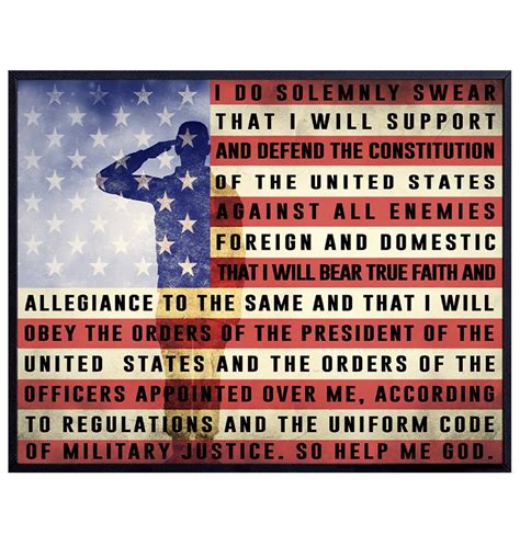 Military Oath Of Enlistment American Flag Wall Art 8x10